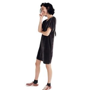 Madewell Velvet Bow Back Tee Dress Short Sleeve Gray Women's Size XXS